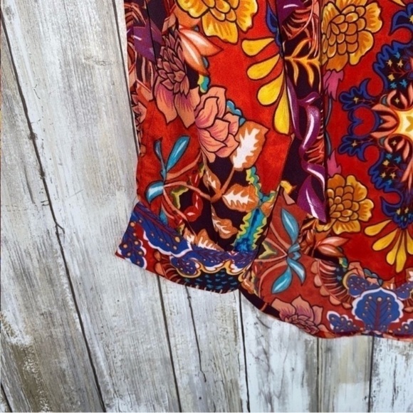 Loft Orange Paisley Open Sleeve Blouse - Picture 4 of 5